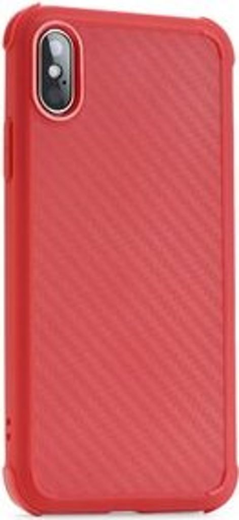 cofi1453 Panzerhülle Bumper Roar Carbon Armor SchutzHülle kompatibel mit iPhone Xs Silikon Hülle Zubehör Tasche Panzerschale Panzer in Rot