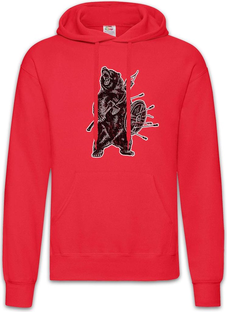 Urban Backwoods Viking Bear, Herren Hoodie, Farbe: Rot, Größe: L