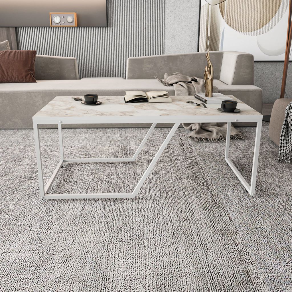 Skye Decor, Wendy - White, Couchtisch, Weiß, 100 % MELAMINBESCHICHTETE SPANPLATTEN, 120 x 60 x 48 cm