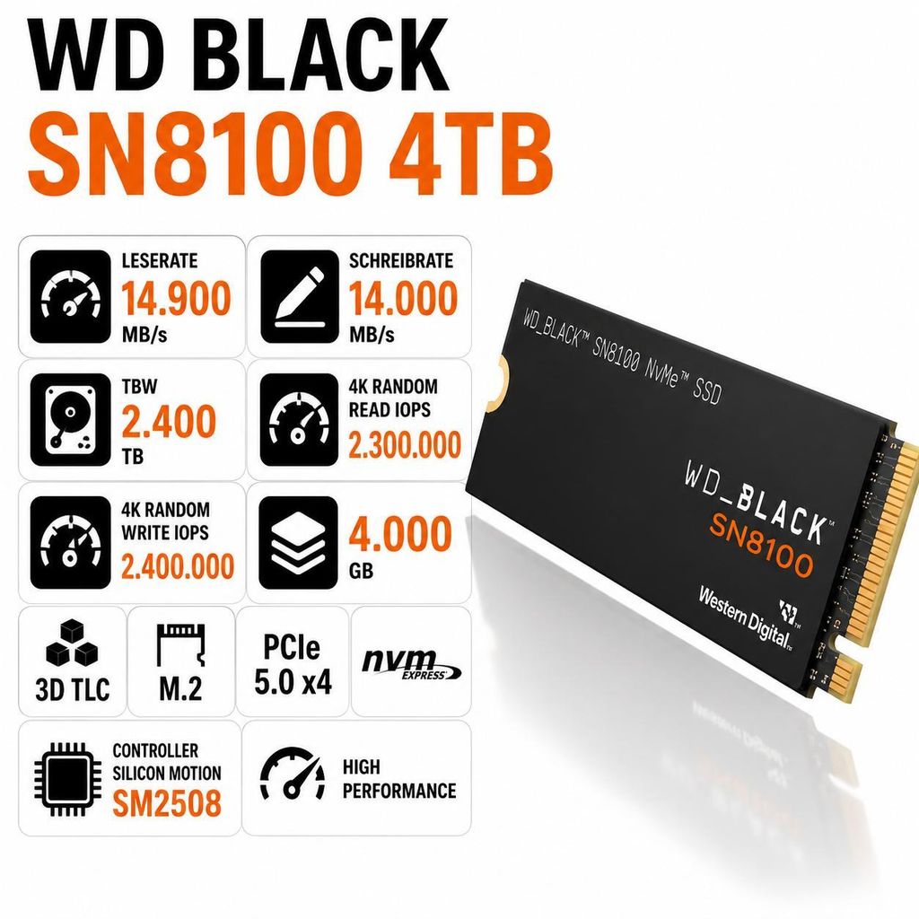 M.2 4TB WD Black SN8100 NVMe PCIe 4.0 x 4 retail