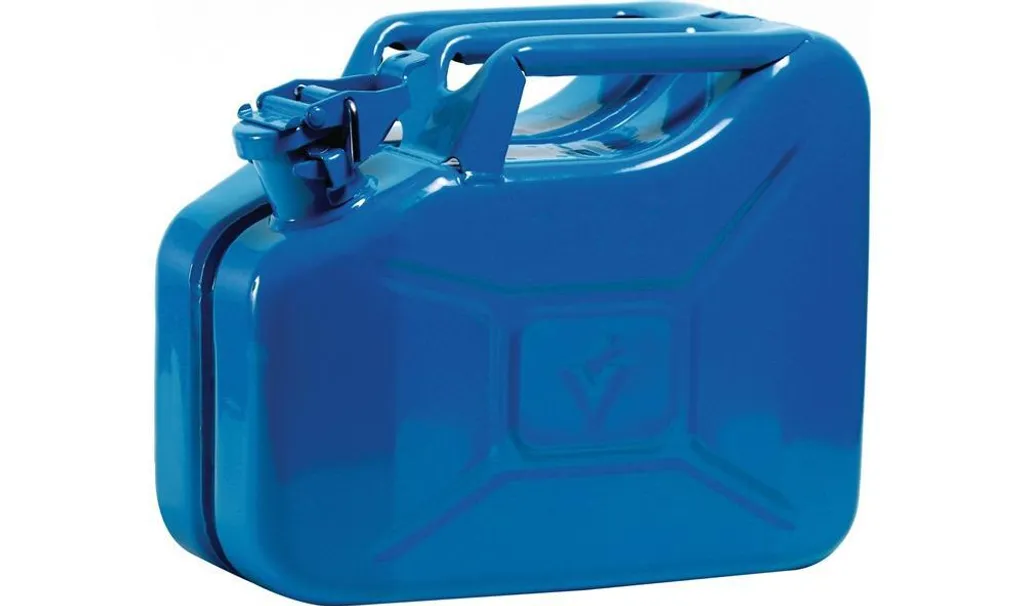 Tanica carburante 10l blu segnale RAL 5005 lamiera d'acciaio 0,9mm L345xL165xH275mm VALPRO