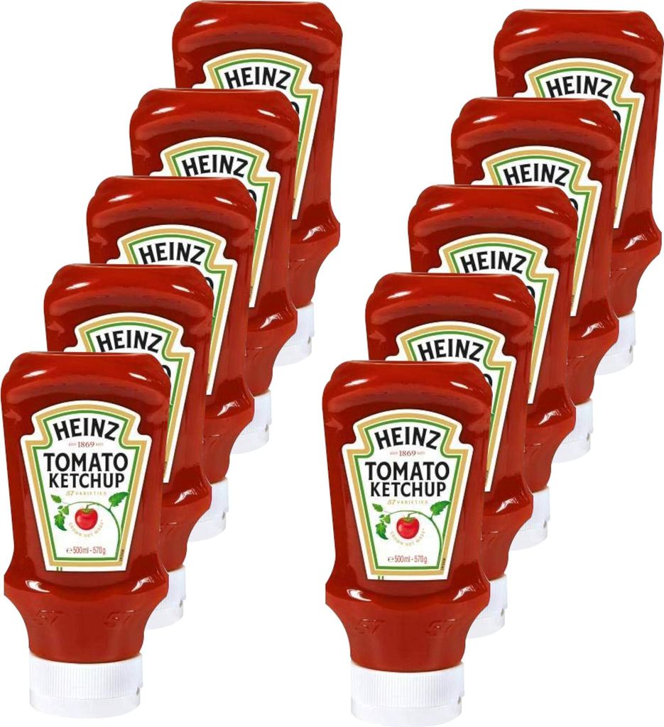 Heinz Tomatenketchup Kopfstehflasche, 10er Pack (10 x 500 Produktbild 