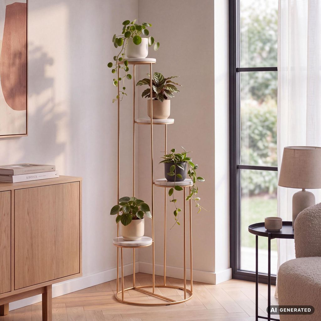 FineBuy Portavasi in vero marmo bianco 36,5x107,5x36,5 cm Immagine del prodotto  Immagine generata dall'IA