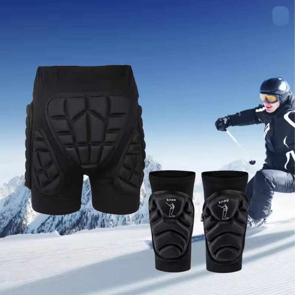 Rollski-Hüftschutz-Knieschoner-Set Skateboarding Anti-Fall-Fart-Pad Outdoor-Radsport Hüftschutz, XL