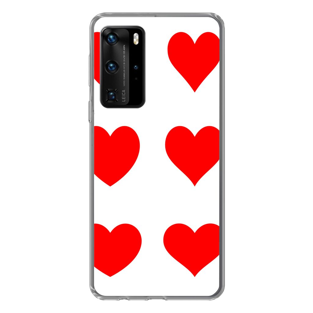 MuchoWow Handyhülle Schutzhülle Hülle für Huawei P40 Pro Eine Illustration mit neun roten Herzen Silikon Softcase Handy Hülle - Schutz