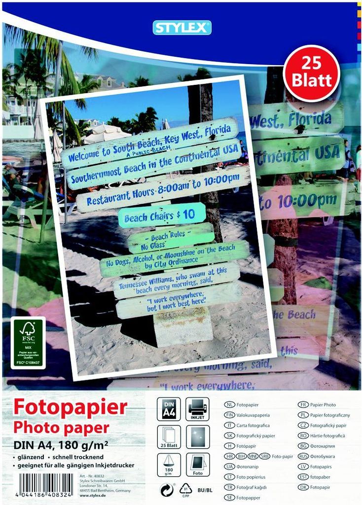 25 Blatt Fotopapier / A4 / glänzend / 180g/m² Produktbild 