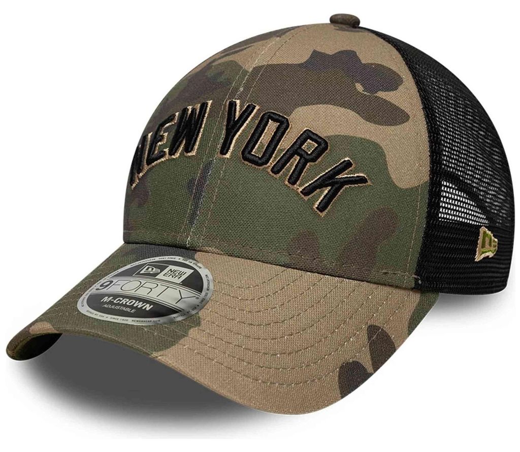 New Era MLB 9FORTY Woodland Camo Wordmark Trucker Cap New York Yankees