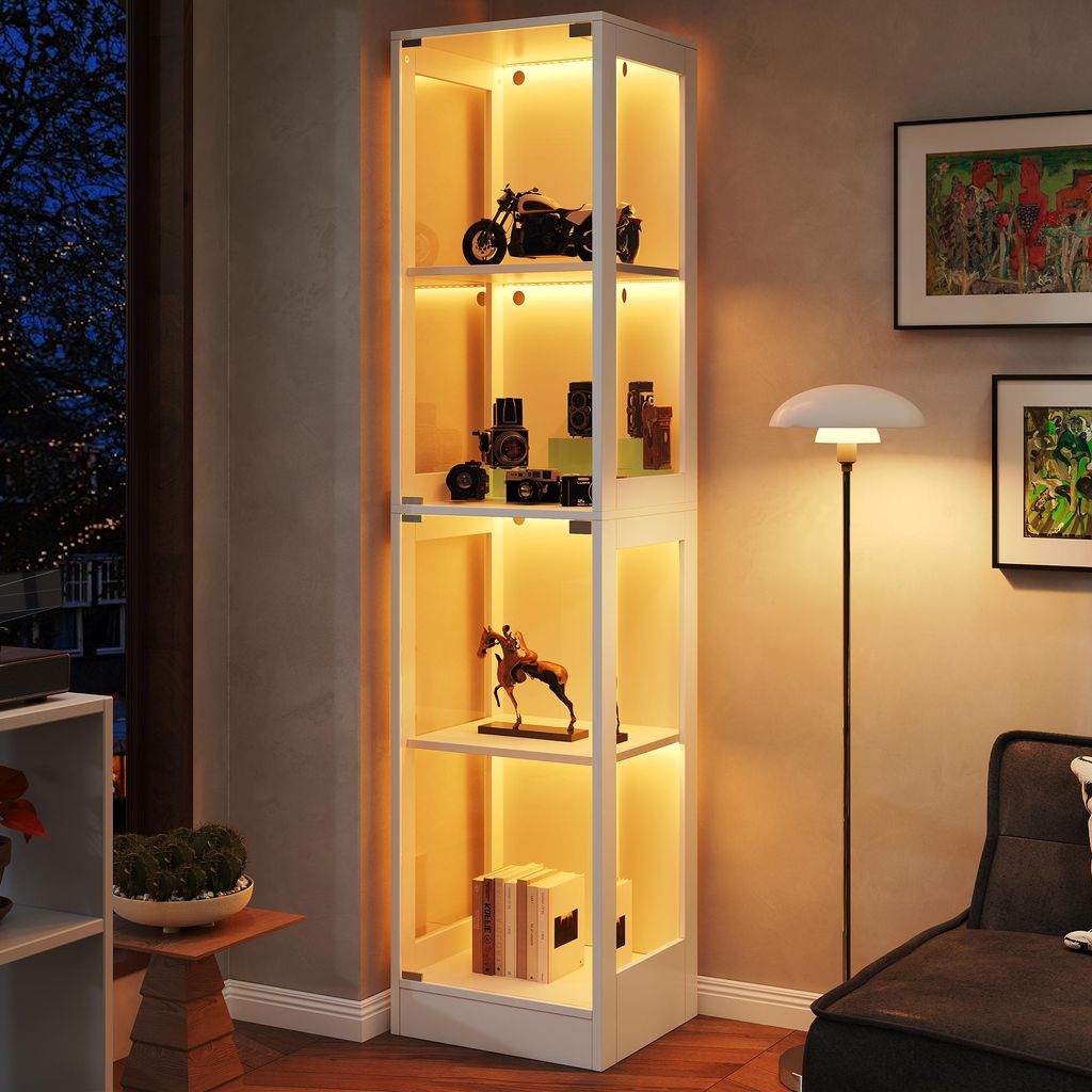 Vetrina LED bianca, collezione, realizzata in vetro Immagine del prodotto 