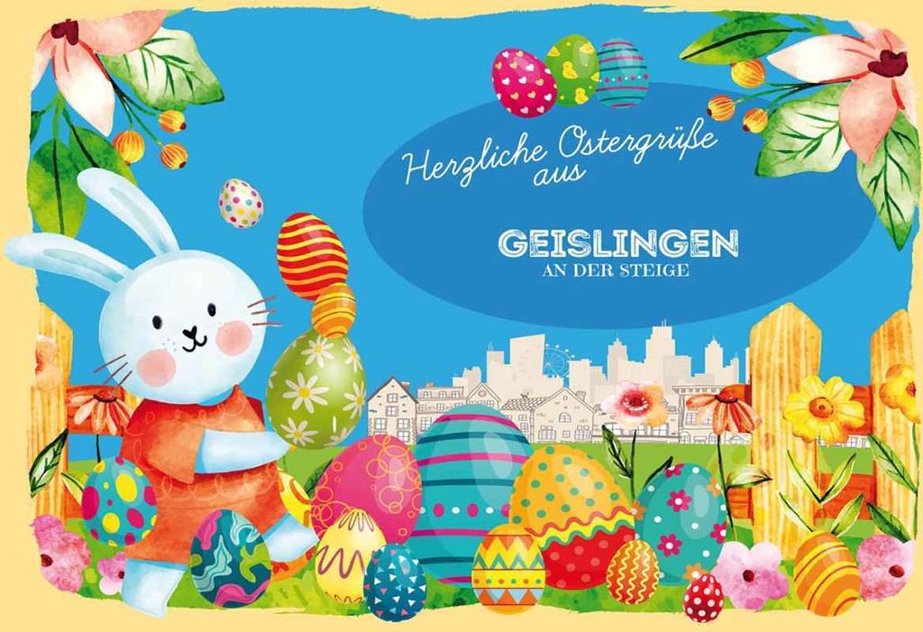 vianmo Holzschild 20x30 cm Ostergrüße GEISLINGEN AN DER STEIGE Ostern