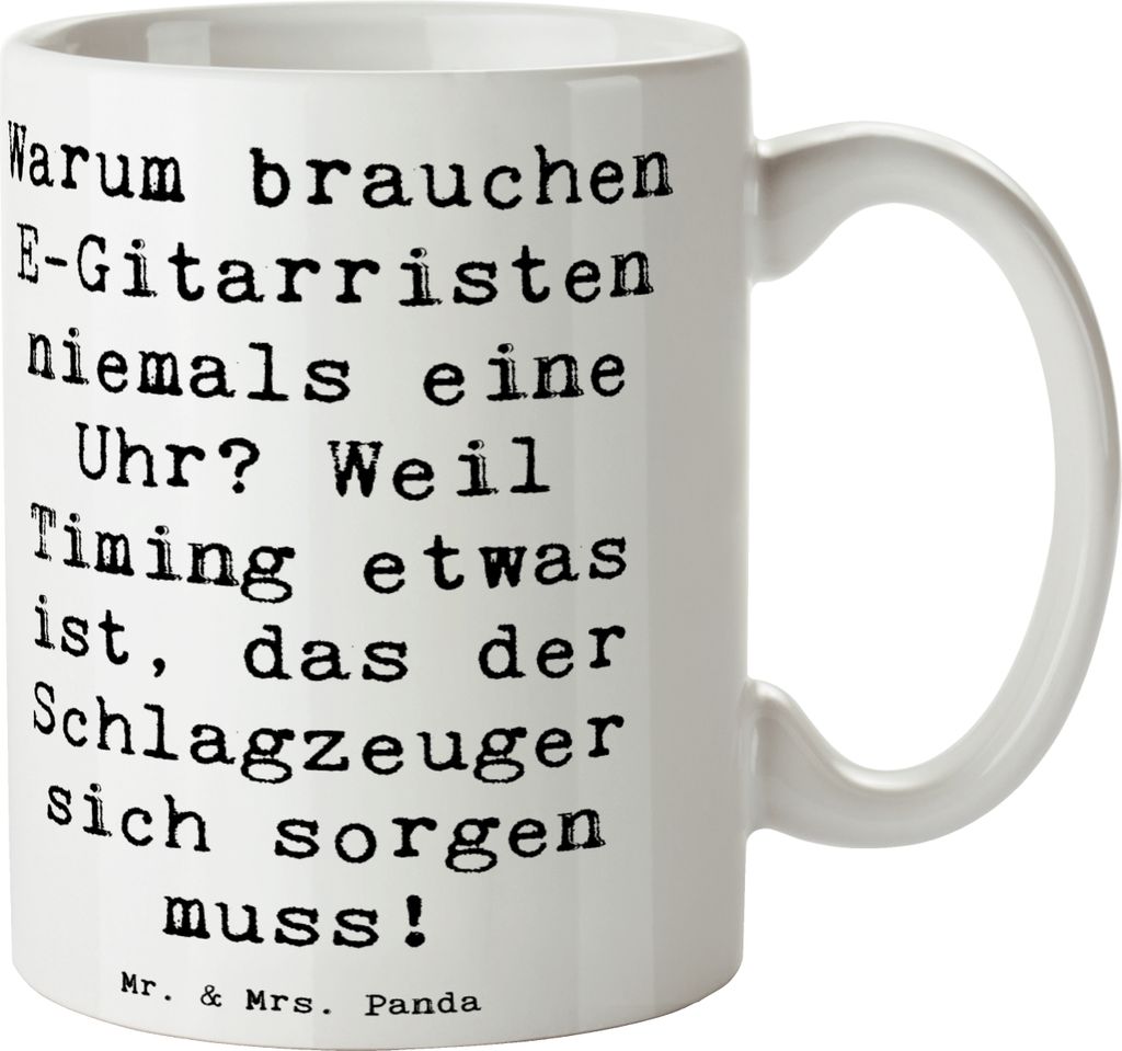 Mr. & Mrs. Panda Pott Spruch E-Gitarre Timing - Weiß - Geschenk, kaffeebecher bedruckt, elektrische Gitarre, Instrument, Musikgenre, Geschenktasse...