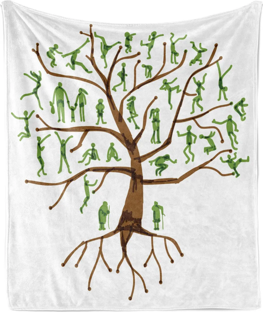 Plaid Divano ABAKUHAUS Albero Astratto 125x175 cm Verde e Marrone