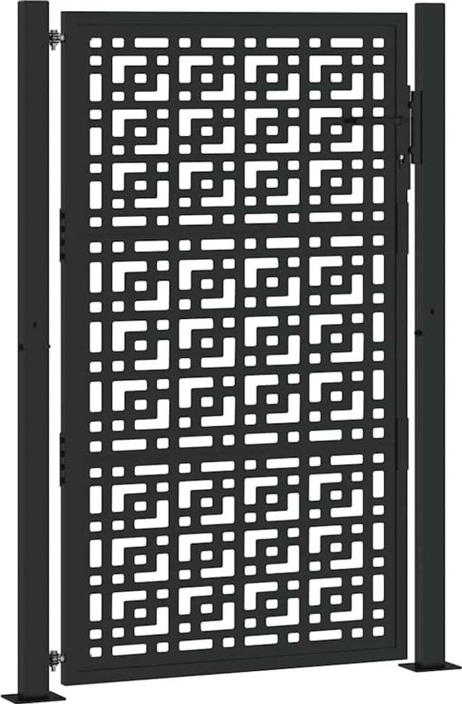vidaXL Tuinpoort, zwart, 100x150 cm, staal, kruisdesign Productafbeelding 