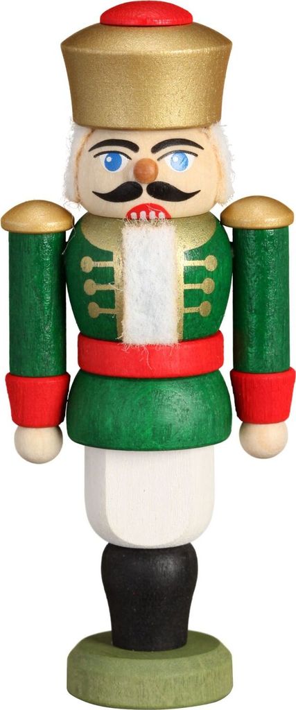König grün (9cm) Nussknacker von Seiffener Volkskunst