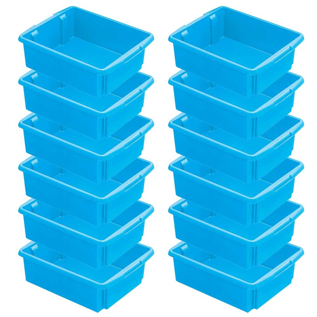 12x Aufbewahrungsbox, stapelbar, nestbar, 17 Liter, LxBxH 455x360x145 mm, blau