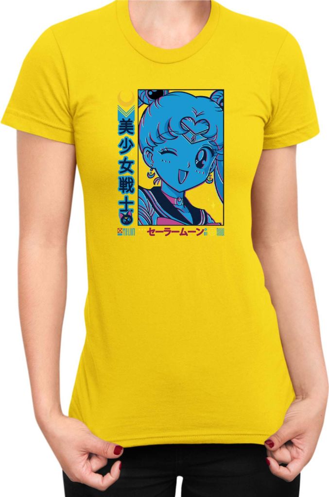 Damen T-Shirt Japan Manga Anime Comics Animation Sailor Anime Manga Moon 11, Lady XL / Gelb