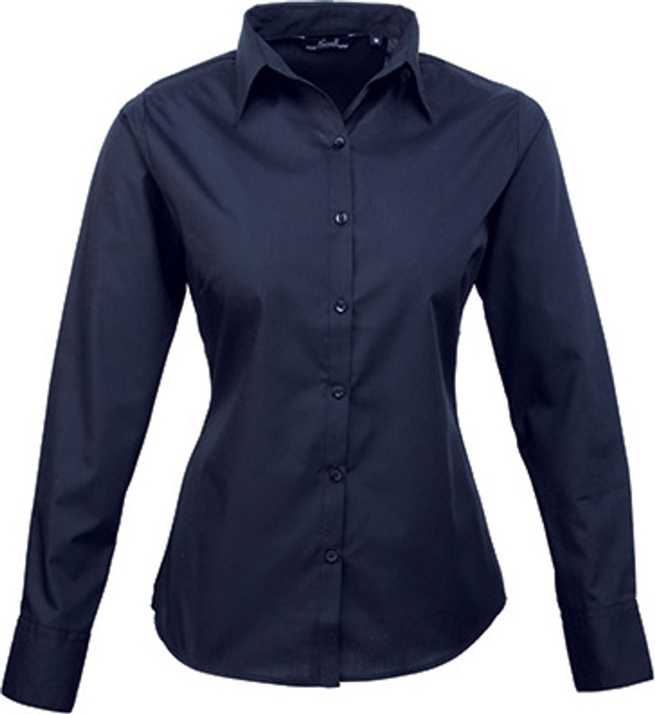 Premier Workwear Baumwolle Classics Popeline Bluse langarm Produktbild 