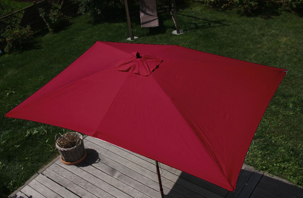 Sonnenschirm Florida, Gartenschirm Marktschirm, 2x3m Polyester/Holz 6kg - bordeaux