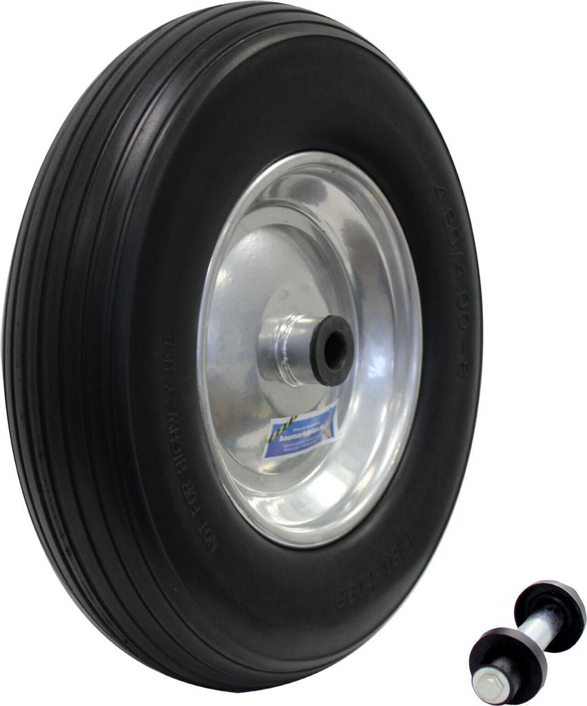 Schubkarrenrad Vollgummi Pannensicher 4.80/4.00-8 mit Achse Produktbild 