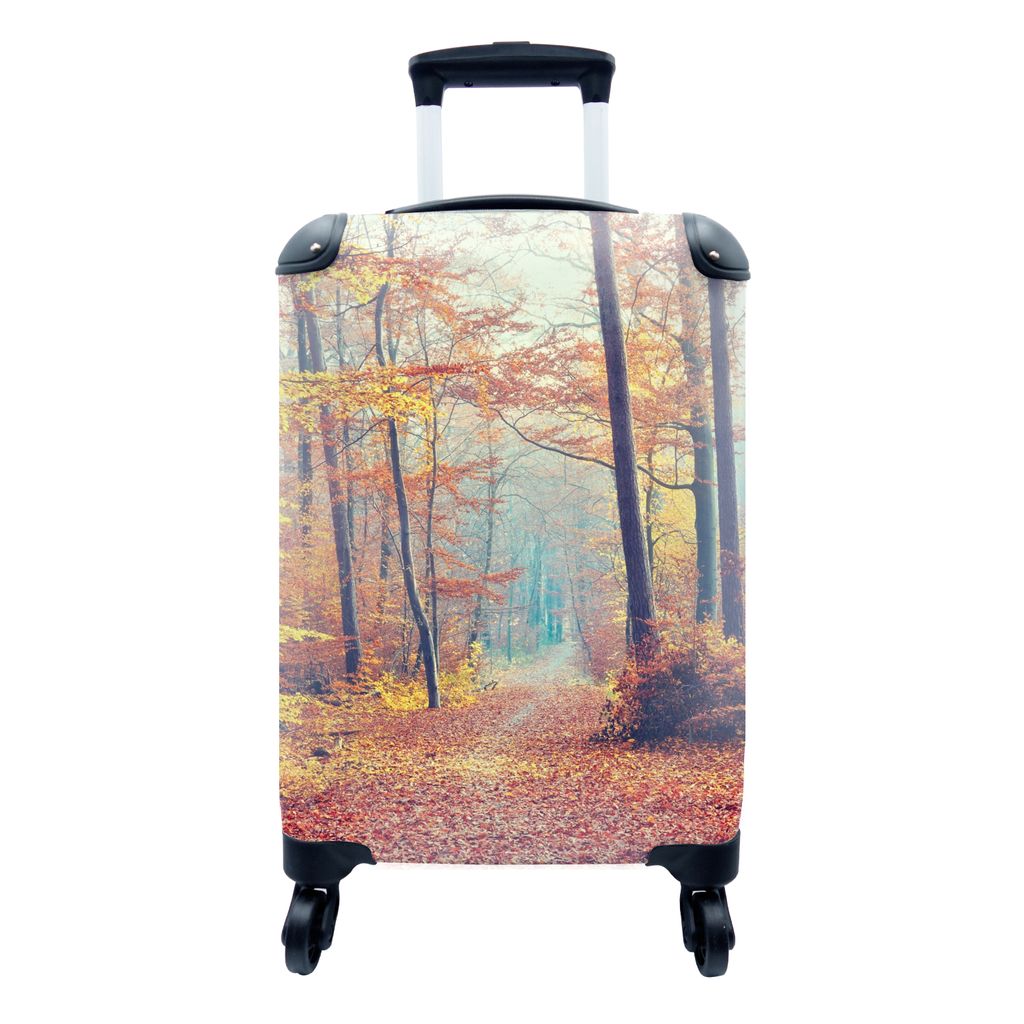 MuchoWow Koffer Handgepäck Trolley Rollkoffer Kleine Reisekoffer mit 4 Rollen - Wald - Herbst - Laub - Cabin Size < 55x40x23 cm & 55x40x20 cm - ...