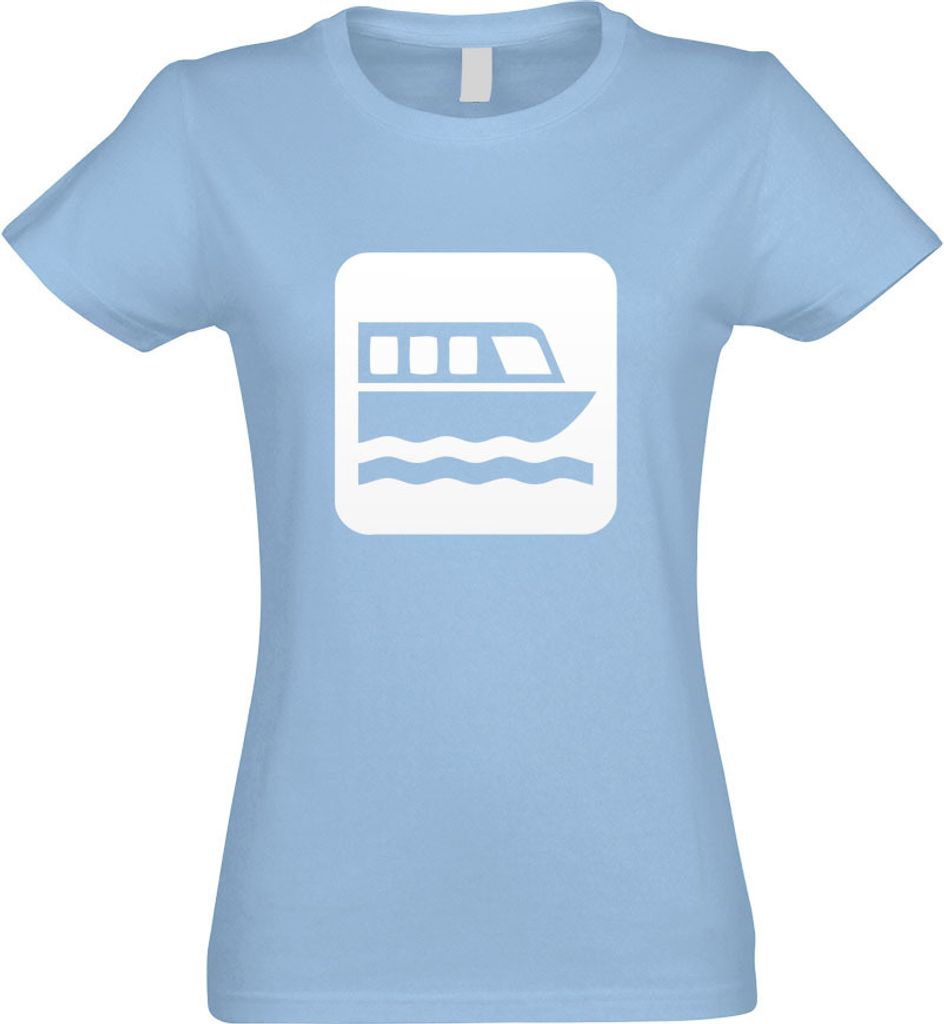 Kiwistar - T-Shirt tailliert - Damen - himmelblau - Fährhafen Fähre Piktogramme - mit Motiv Bedruckt - Funshirt Design - Sport - Freizeit - Damen...