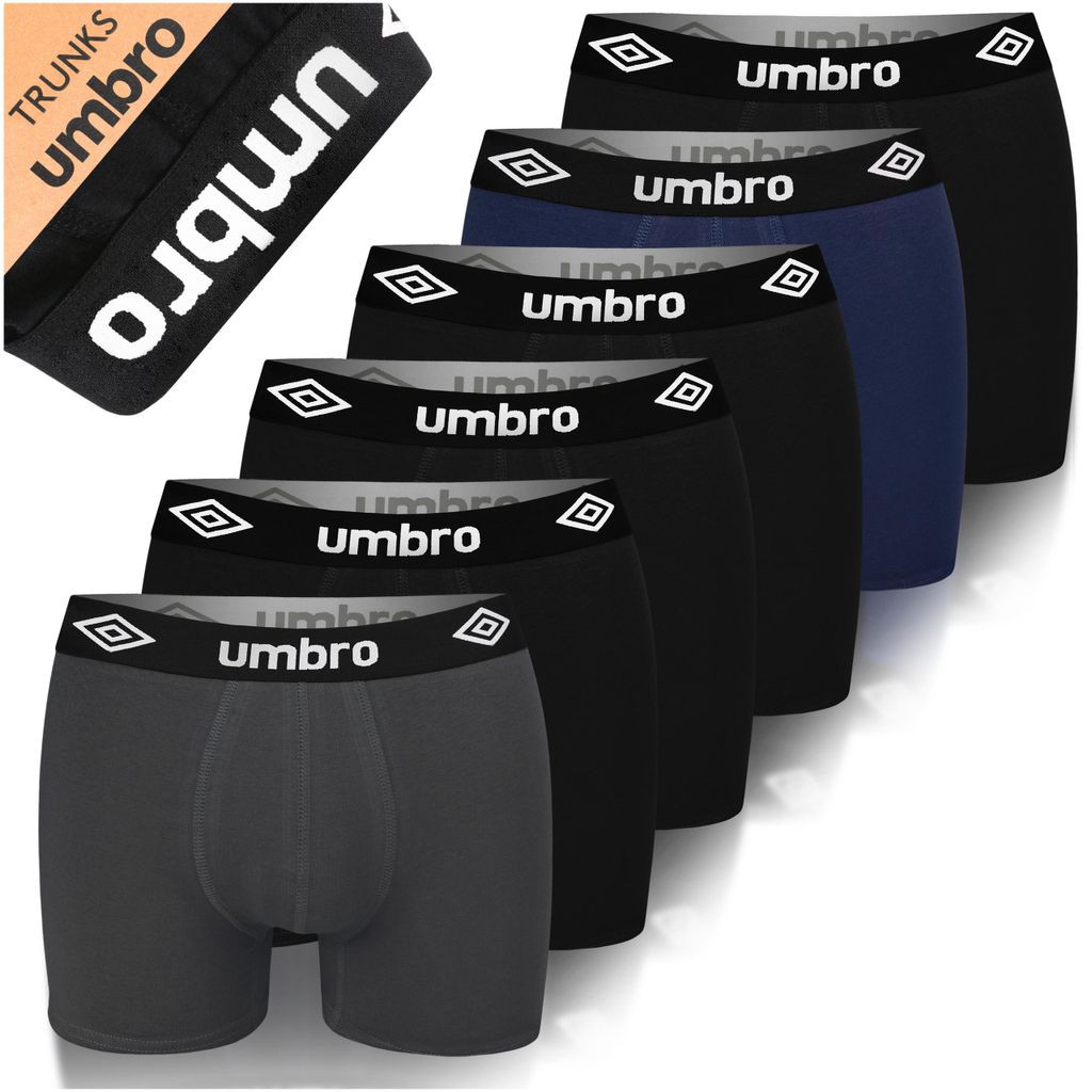 UMBRO Herren Boxershorts 6er-Pack Baumwollunterwäsche Grau Produktbild 
