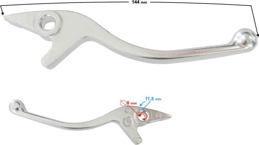 Moretti Vorderradbremshebel für Barton NXT150, Silber