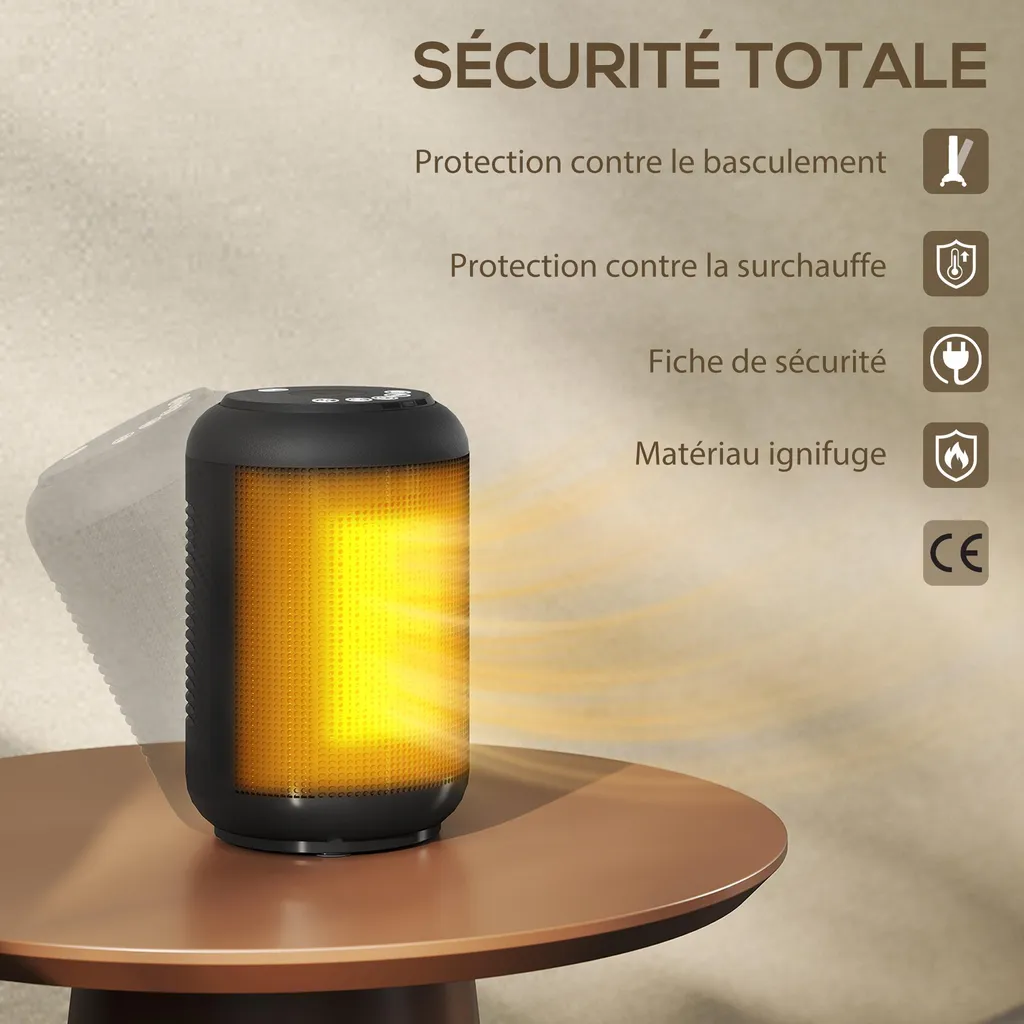 Chauffage d'Appoint Céramique avec Thermostat - Radiateur Compact 1500W - 10