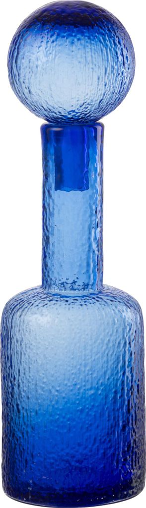 J-Line Flasche Dekorativer Relief Glas Blau Small