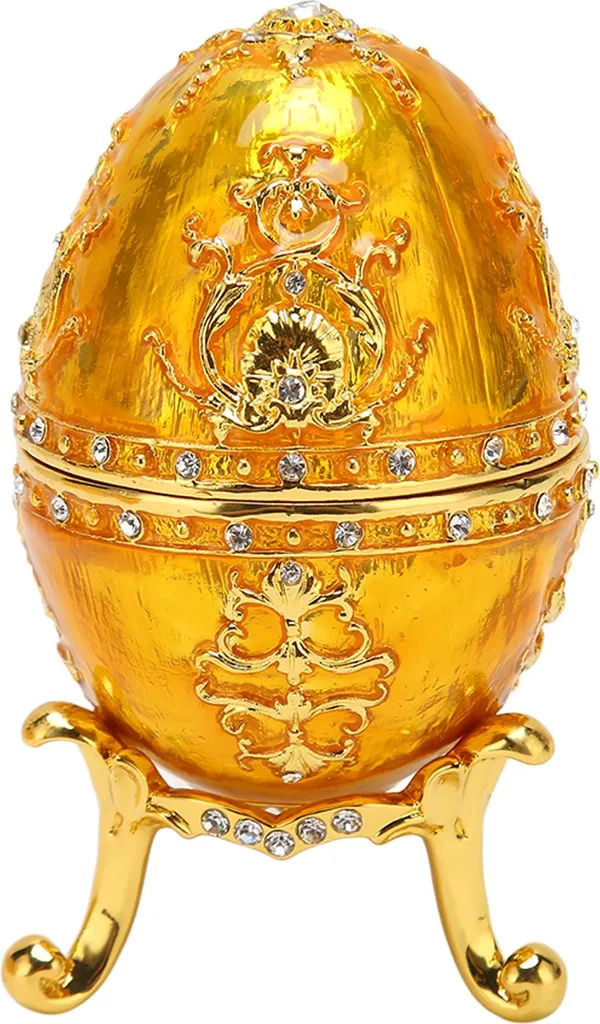Coffret à bijoux décoratif émaillé or et métal peint à la main Chic - 5