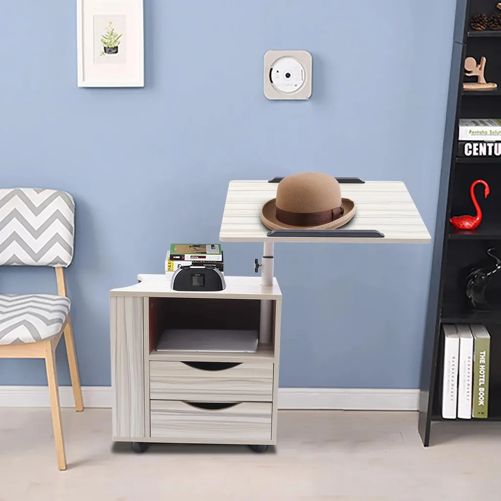 Table ergonomique réglable pour ordinateur portable et rangement blanc - 12