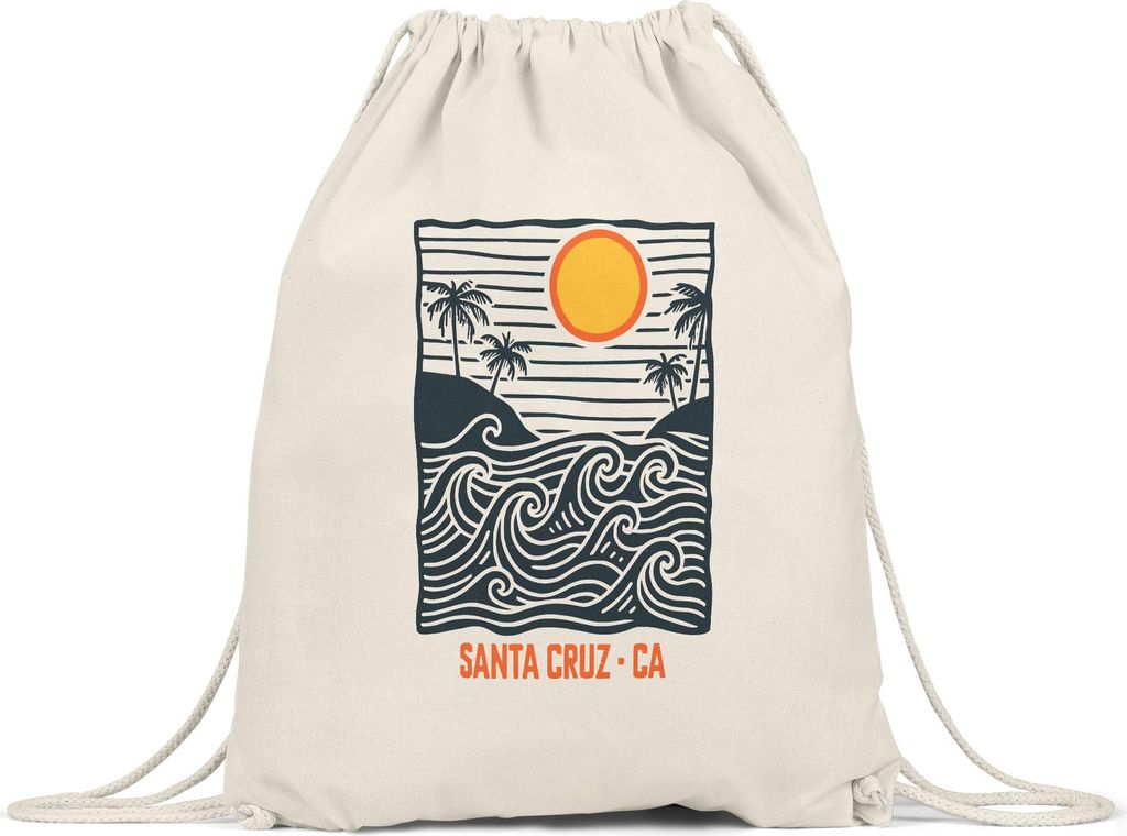 Santa Cruz Turnbeutel – Modernes Santa Cruz Motiv im Line-Art Look, sportliche Geschenkidee für Sommer & Strand