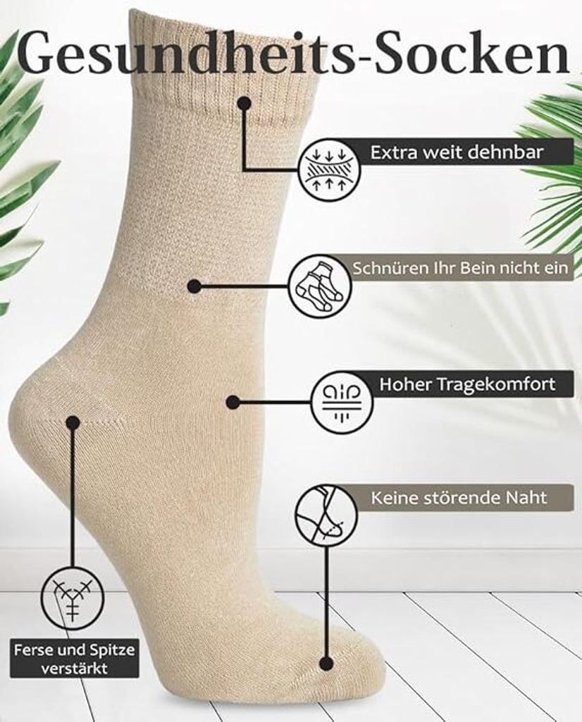 Diabetiker Bambus-Socken mit Elasthan für Damen: für Produktbild 3