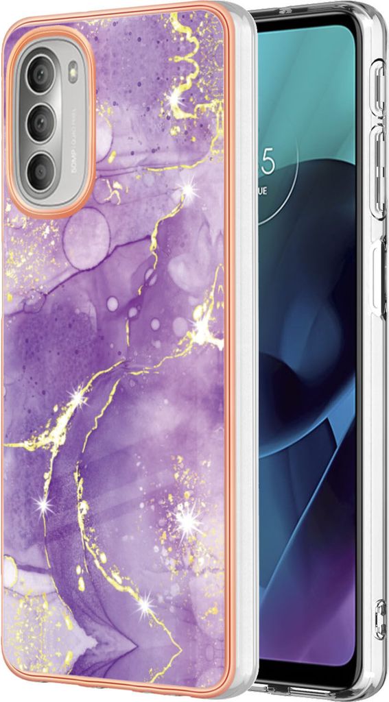 Moto G51 5G Case, WindCase Marble Pattern Hybrid Hard Back Weich TPU Bumper Protective Case Cover for Motorola Moto G51 5G Lila