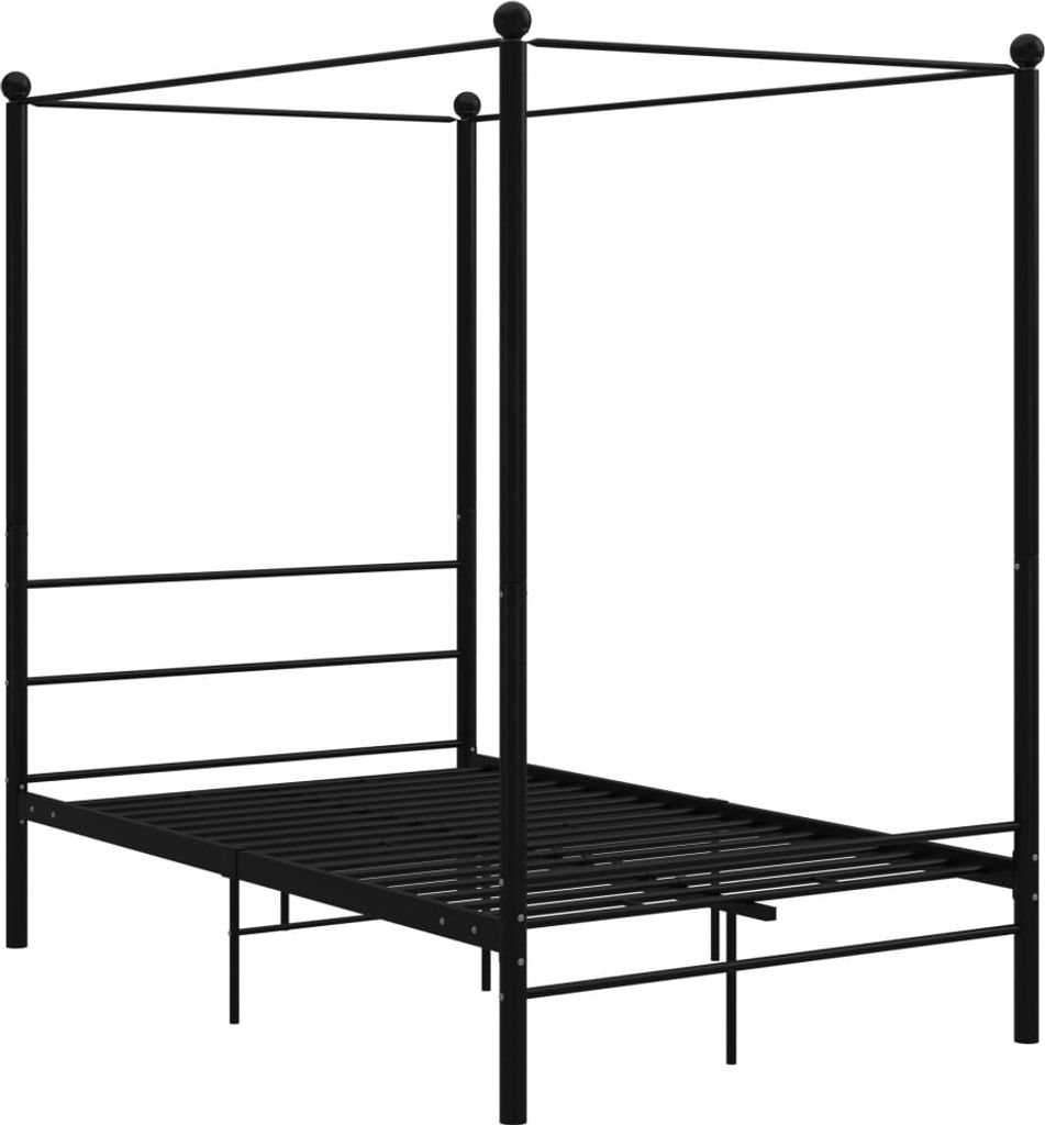 Letto a baldacchino in metallo nero 140x200 cm Immagine del prodotto 
