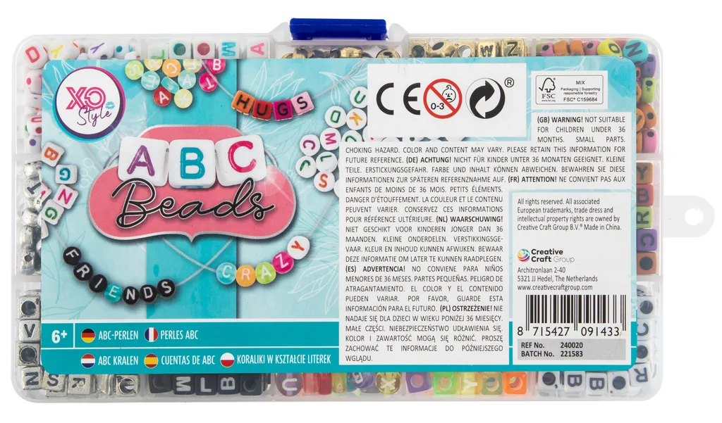 Grafix Perles Lettres Rondes en Boîte de Tri de 10 Compartiments DIY