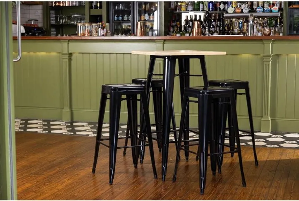 Table de bar Bolero Bistro avec plateau en bois noir 60x60cm robuste - 11