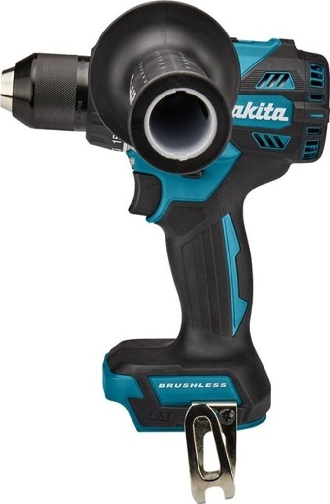 A cordless drill is shown against a white background.