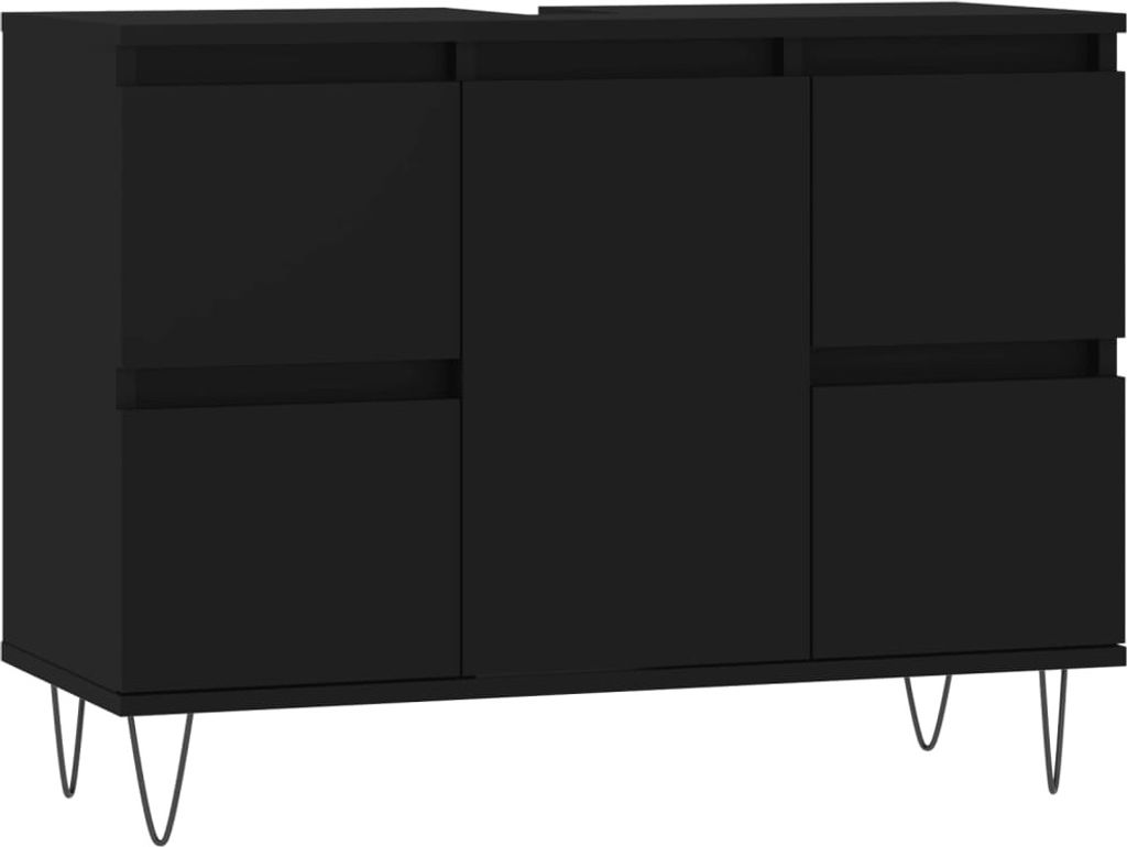 vidaXL Badschrank Schwarz 80x33x60 cm Holzwerkstoff Produktbild 