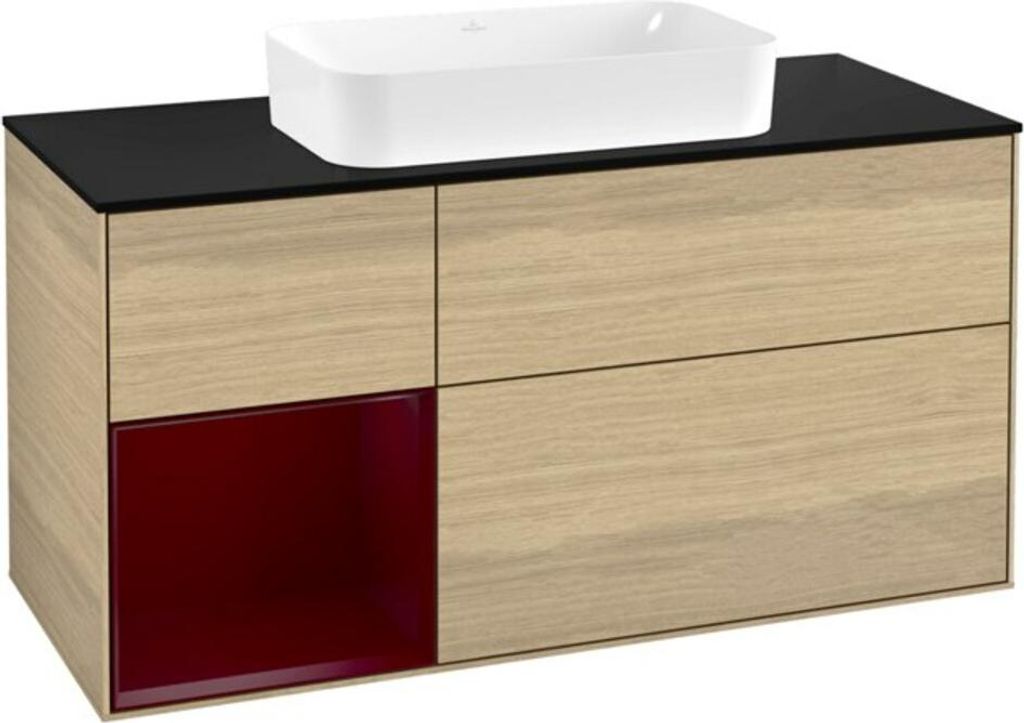 V&B Waschtischunterschrank Wandbeleuchtung Finion 120x60 cm, Reg rechts Peony, Oak Veneer