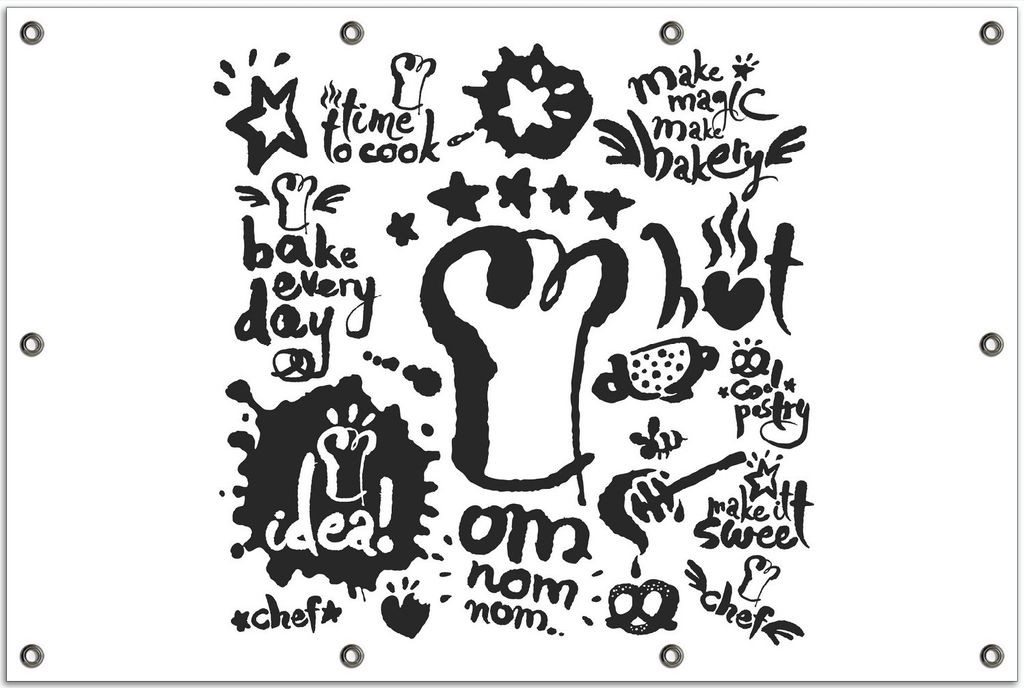 Wallario Outdoor-Poster für Garten oder Balkon, Motiv Fröhliche Küchenzeit, in ca. 80 x 120 cm