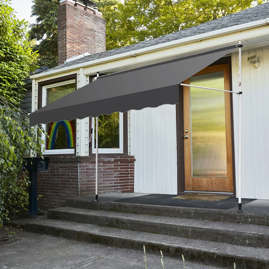 Tenda da balcone Jopassy Resistente ai raggi UV e all'acqua, retrattile 3,5 m, grigio puro