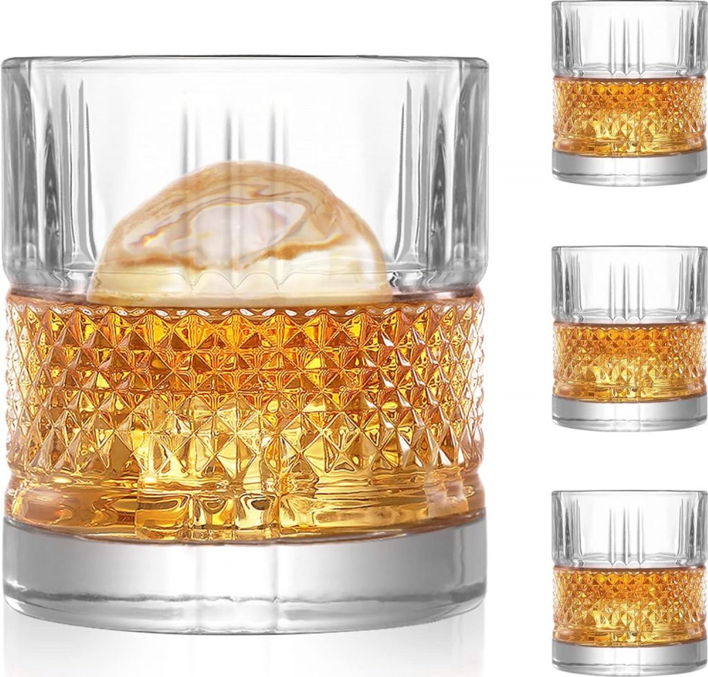 Whiskey Gläser 300ml Whisky 4er Set Whiskeygläser Gläser Tumbler