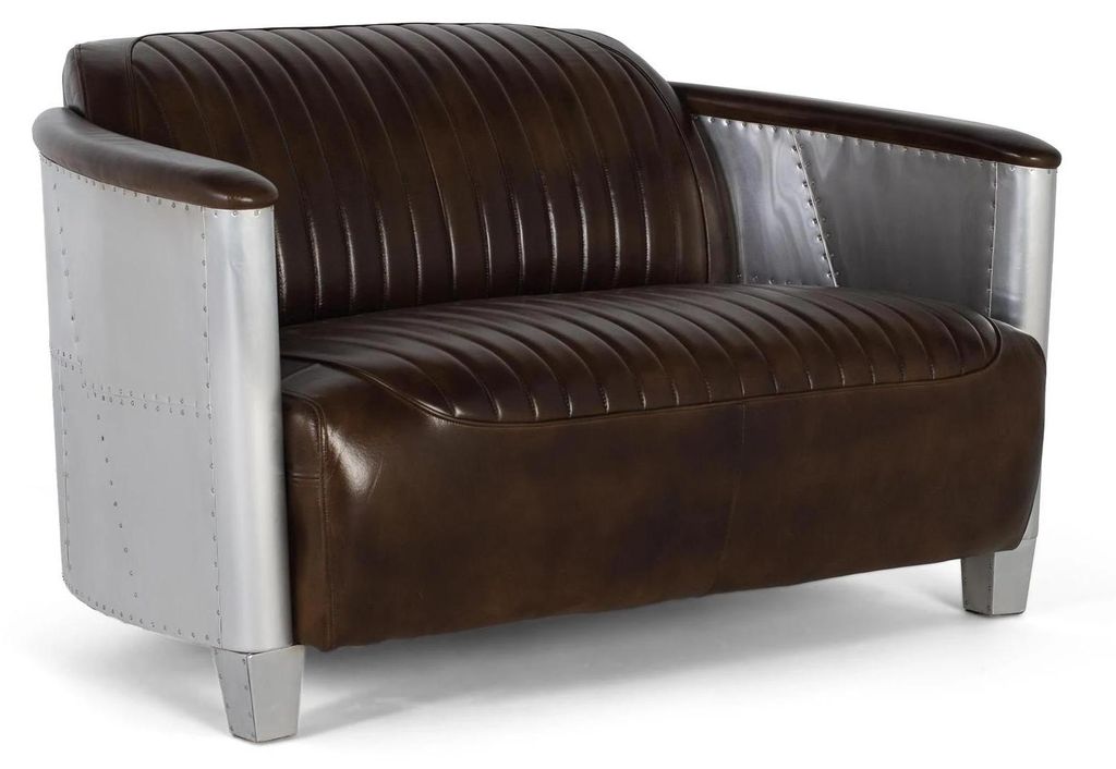 Zelian 2-Sitzer-Ledersofa 75 cm x 130 cm x 90 cm Giner y Colomer