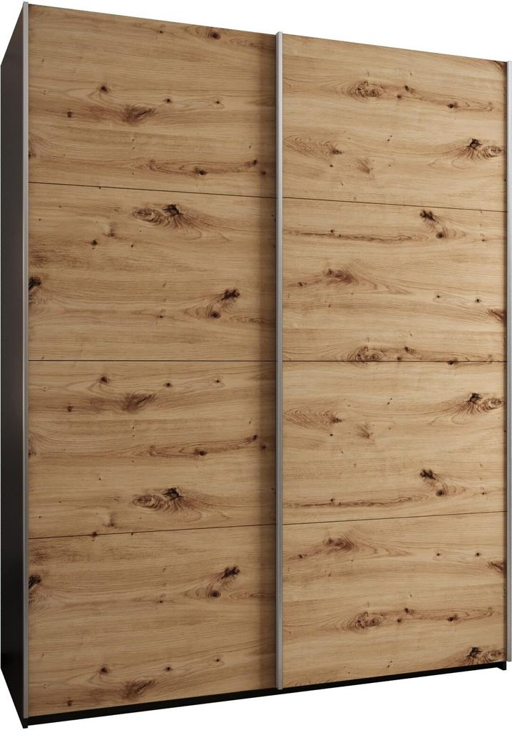 MEBLE KRYSPOL LUX 1 Kleiderschrank - 245,5x200x64cm - Schwarz, Artisan, Silber
