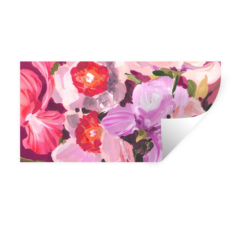 MuchoWow Wandtattoo Wandsticker Wandaufkleber Rosa - Orchidee - Blumen - Botanisch 80x40 cm Selbstklebend und Repositionierbar - Aufkleber