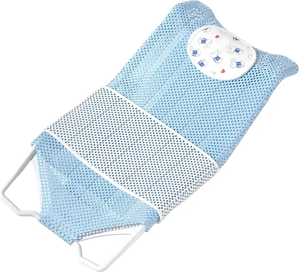 Support de filet de bain bébé universel bleu avec coussin antidérapant