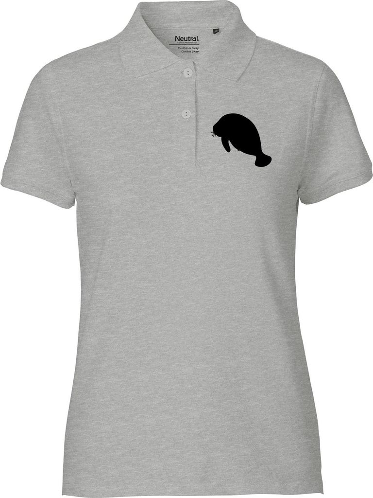 Huuraa Damen Polo Shirt Seekuh Silhouette XL Sport Grey Bio Baumwolle Fairtrade Poloshirt Geschenkidee