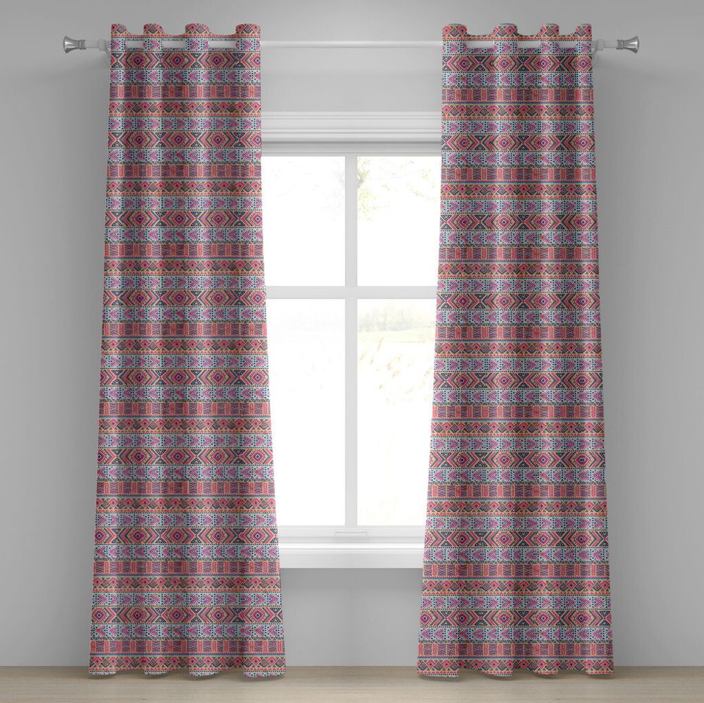 ABAKUHAUS Stammes Ösenvorhang, Retro-ethnischen aztekischen Frühling indianischen Vintage-Muster, Dekorative 2-Panel-Fenstervorhänge, 280 cm x 1...