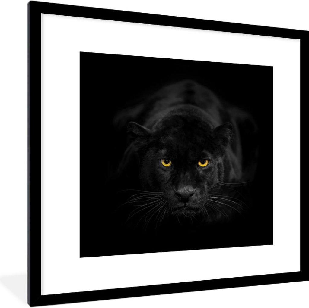 MuchoWow Gerahmtes Poster Leopard - Augen - Schwarz 40x40 cm - Poster mit Schwarzem Bilderrahmen Wandposter Rahmen Foto Bilder - Poster - Plakat ...