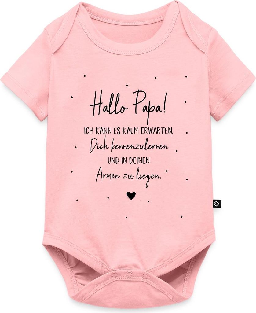 Spreadshirt Hallo Papa Geschenk Geburtstag Spruch Kurzarm Baby Body, 62 (2-3 M.), Rosa